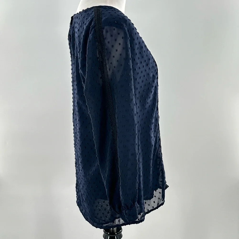 j crew outlet womens top size 6 navy blue swiss dot career - Picture 4 of 11